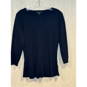 Metaphor Black 3/4 Sleeve Crew Neck Peplum Sweater Women's Medium